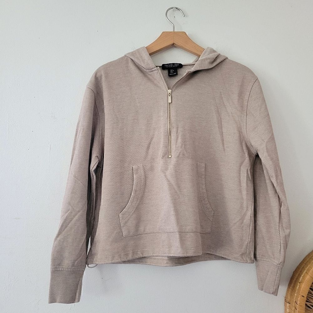 Rachel Zoe Neutral Cream Cropped Hoodie Top S